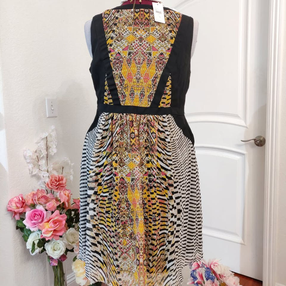 Thumbnail: quality Lane Bryant dress, vibrant print dress, easy wear dress, fashion-forward plus dress, MEOYEUUS