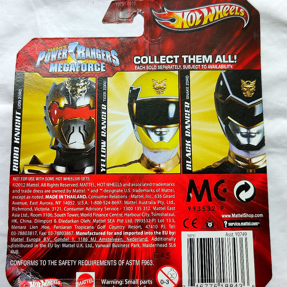 Thumbnail: Hot Wheels Power Rangers Megaforce Series Yellow Ranger - Tiger Zord mặt sau