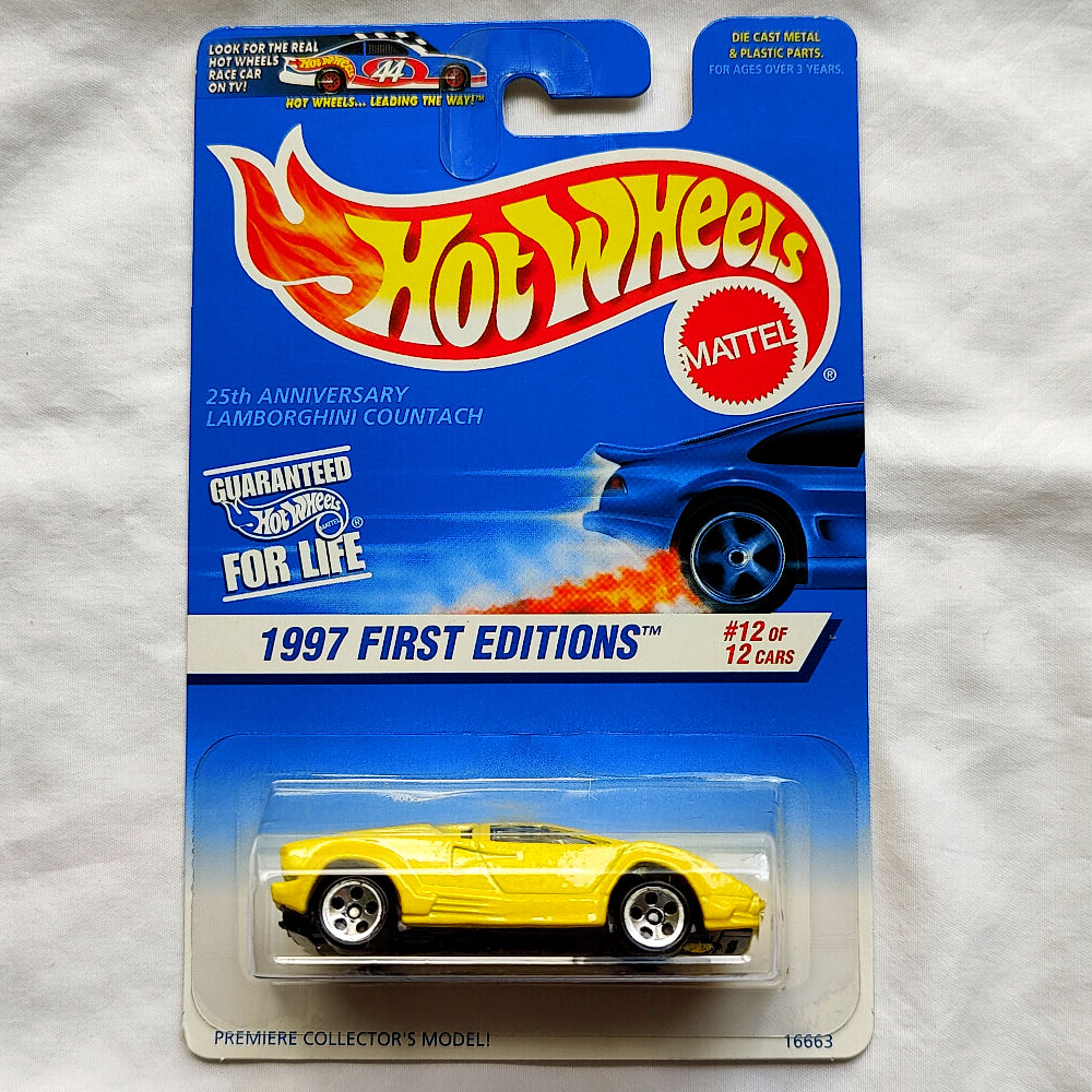 Hot Wheels 1997 First Editions Series 25th Anniversary Lamborghini Countach mặt chính