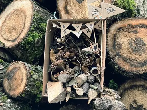 home made bug hotel outdoors