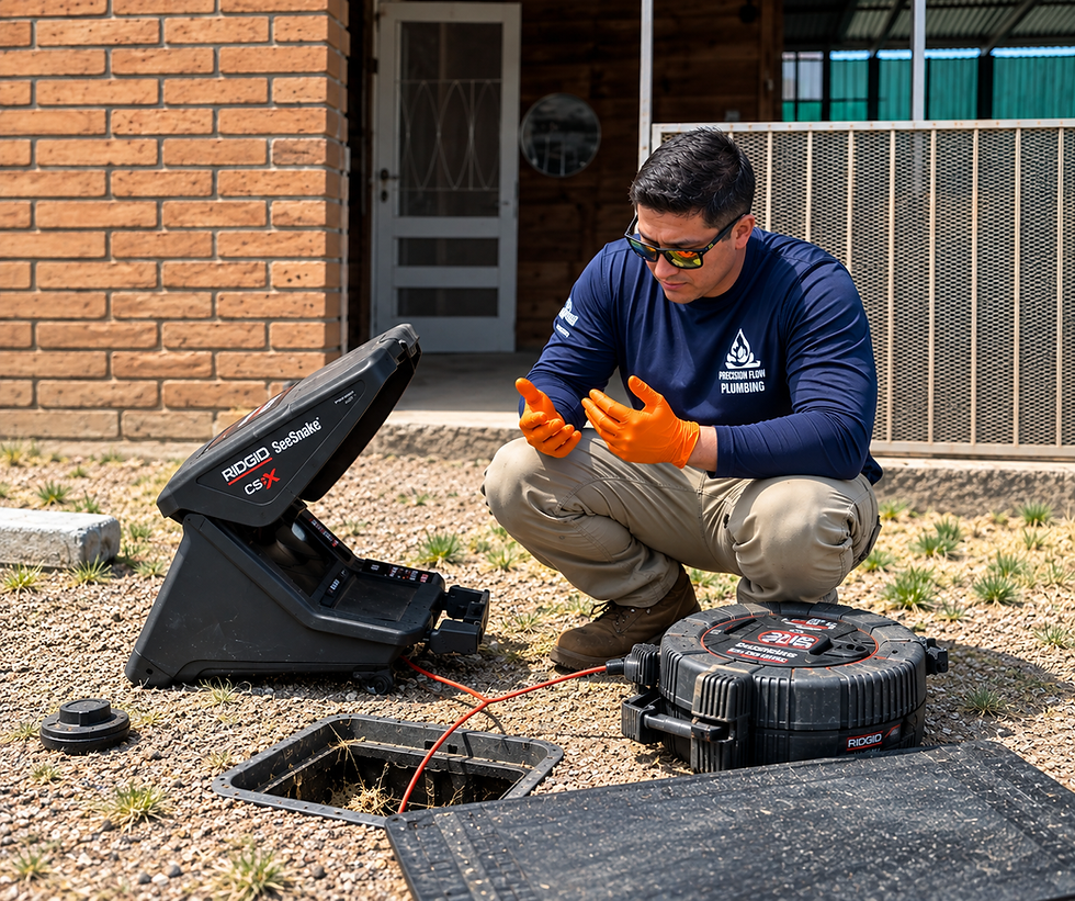 Technician performing sewer scope
