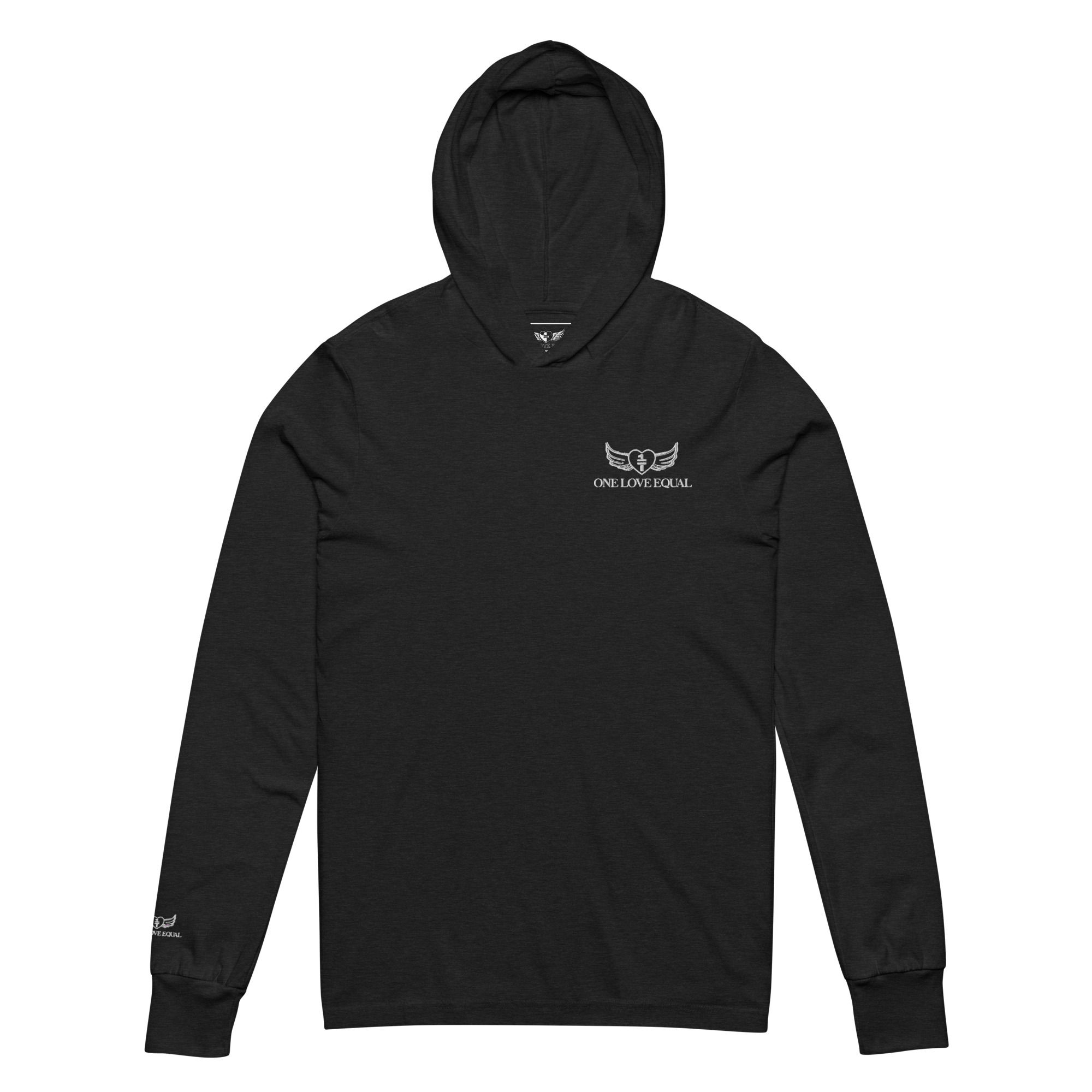 Embroidered white LOGO Hooded long-sleeve tee