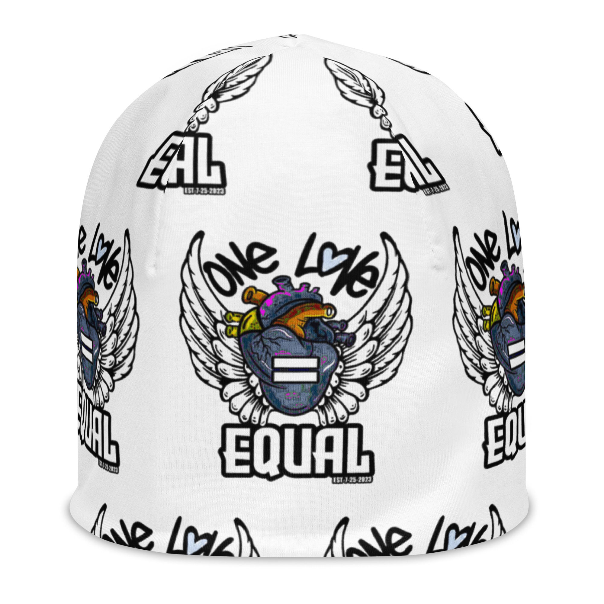 Blue Big heart All-Over Print Beanie