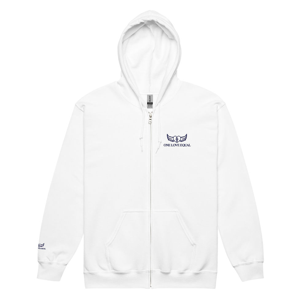 Thumbnail: Embroidered blue One love equal logo Unisex heavy blend zip hoodie