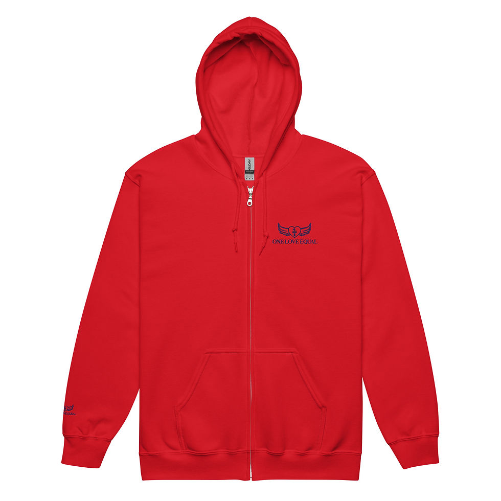 Thumbnail: Embroidered blue One love equal logo Unisex heavy blend zip hoodie