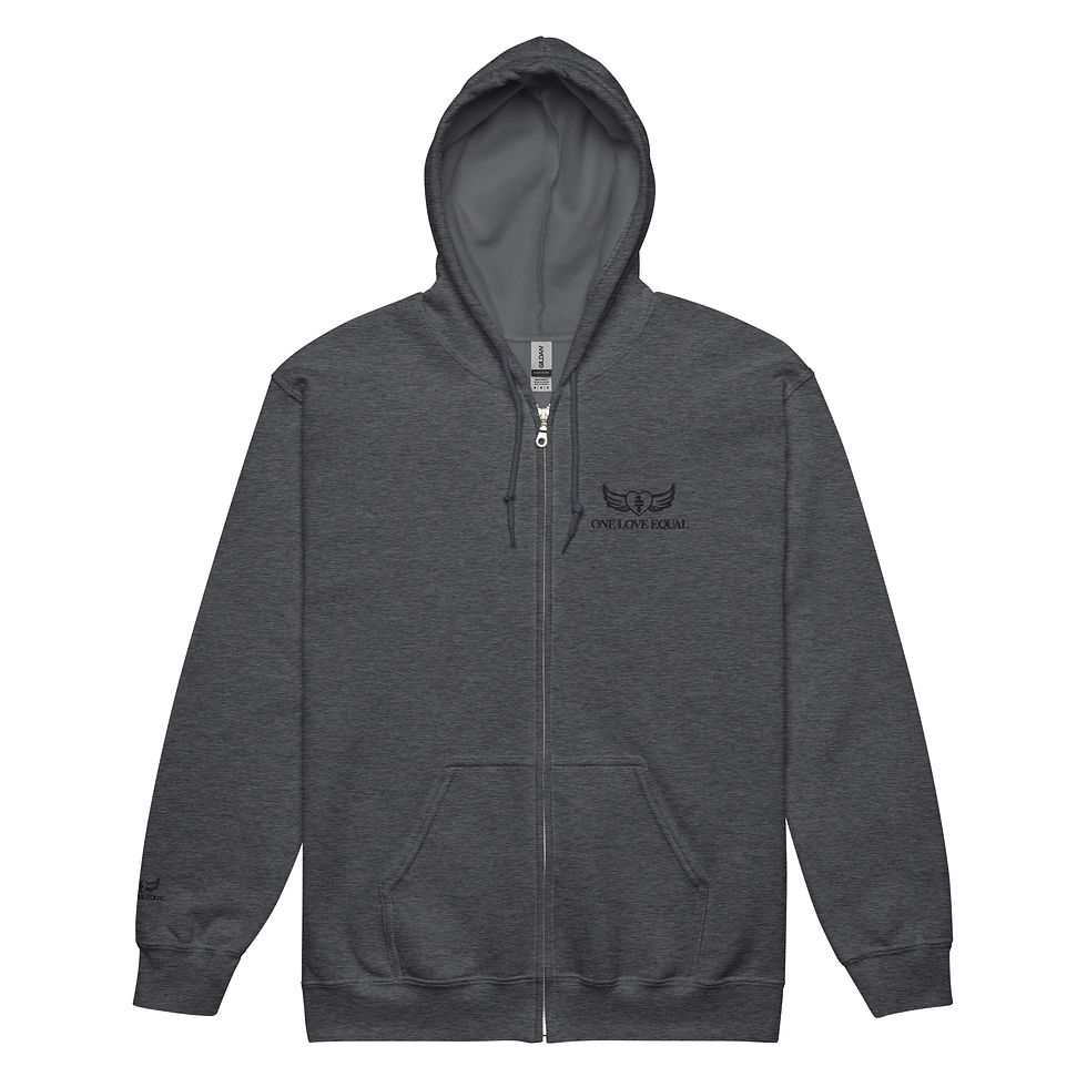 Thumbnail: Embroidered black One love equal logo Unisex heavy blend zip hoodie