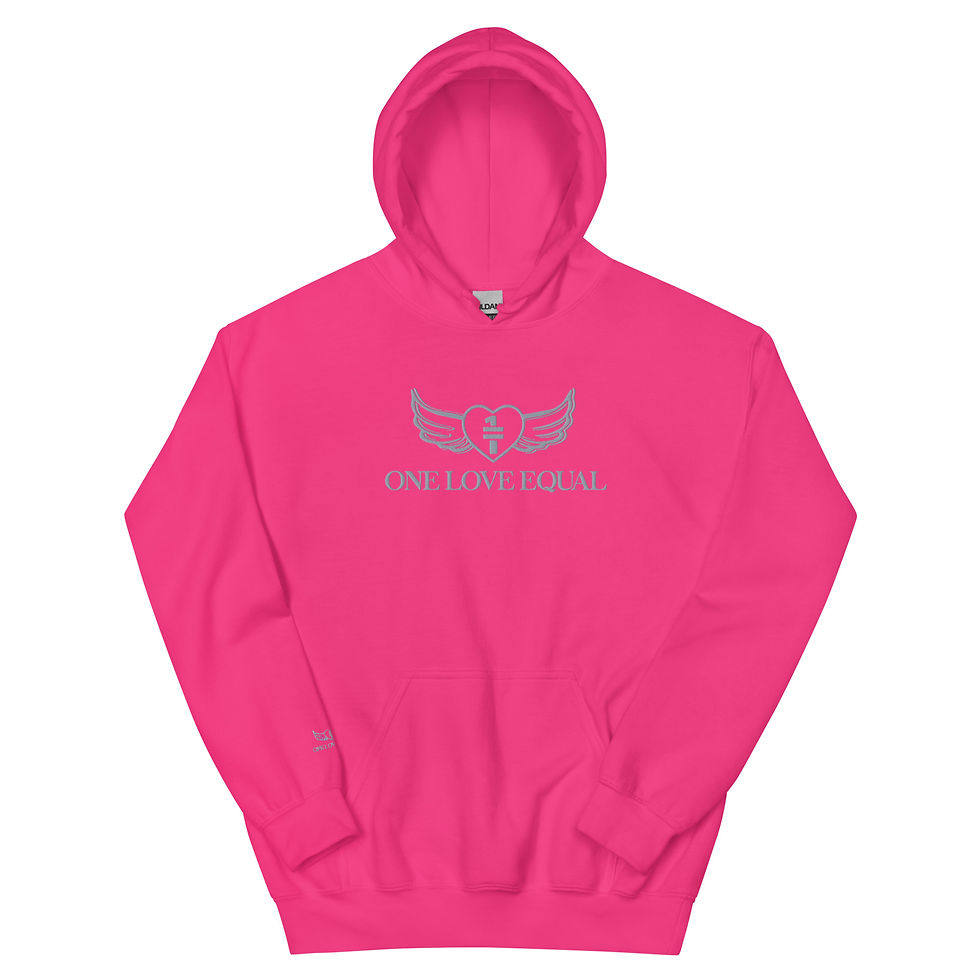 Thumbnail: Embroidered grey One love equal logo Unisex Hoodie
