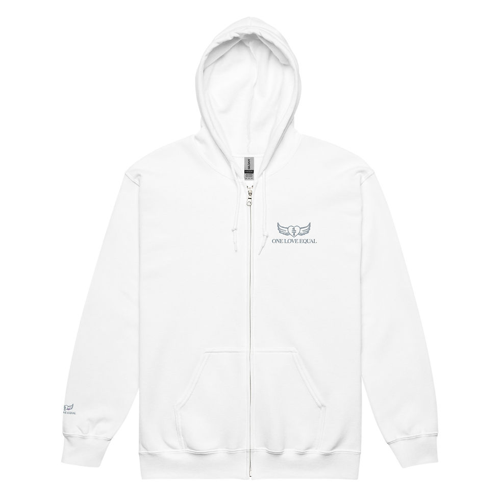Thumbnail: Embroidered grey One love equal logo Unisex heavy blend zip hoodie