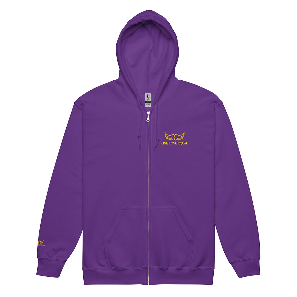 Thumbnail: Embroidered yellow One love equal logo Unisex heavy blend zip hoodie