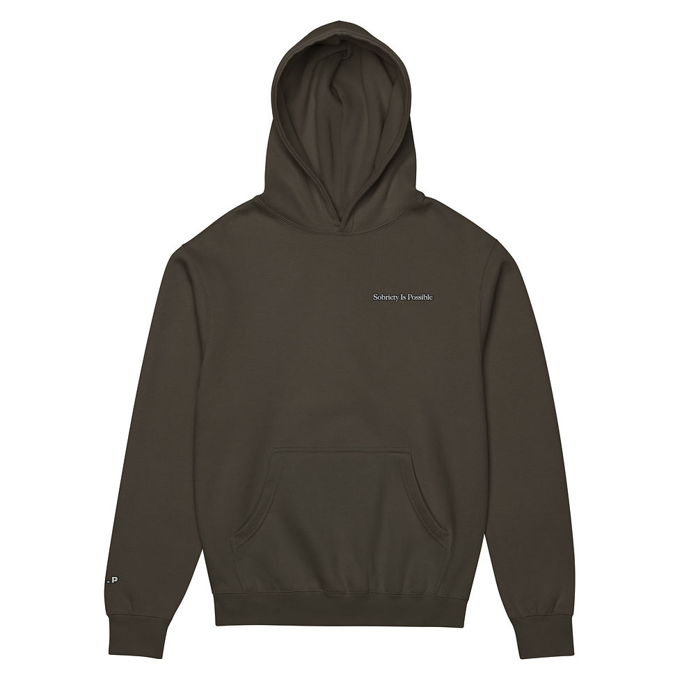 Thumbnail: Embroidered Sobriety Is Possible Men’s box hoodie