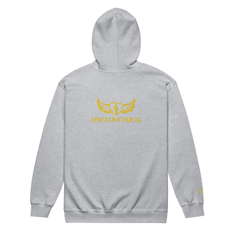 Thumbnail: Embroidered yellow One love equal logo Unisex heavy blend zip hoodie