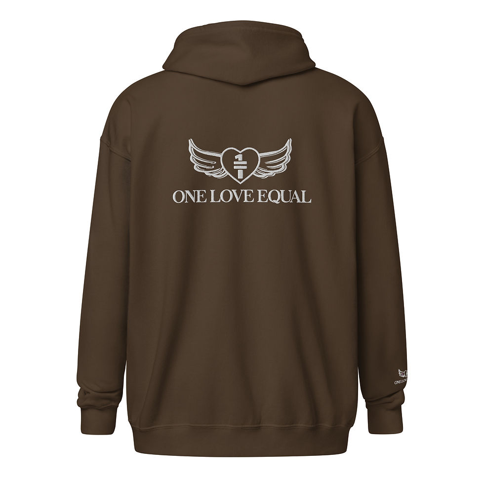 Thumbnail: Embroidered white One love equal logo Unisex heavy blend zip hoodie