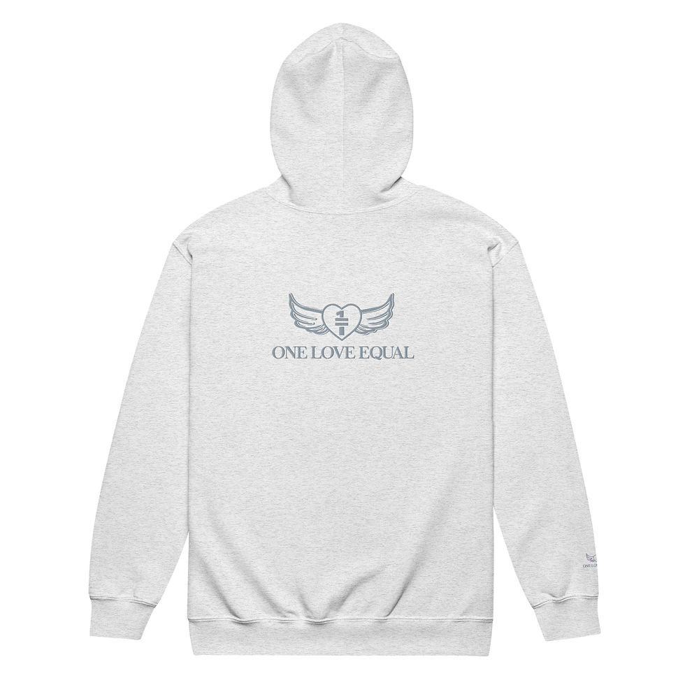 Thumbnail: Embroidered grey One love equal logo Unisex heavy blend zip hoodie