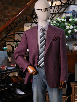 Purple linen sport jacket by Carlo Pham Tailor.
