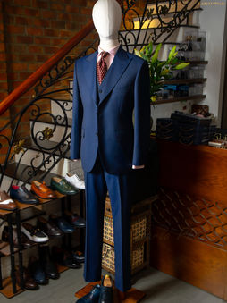 Navy 3-pieces micro-pattern Suit by Carlo Pham tailoring service