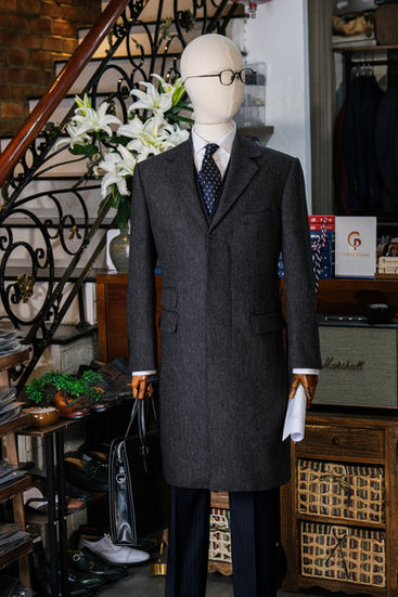 Hidden Placket overcoat tailored by Carlo Pham Bespoke Suit service. 