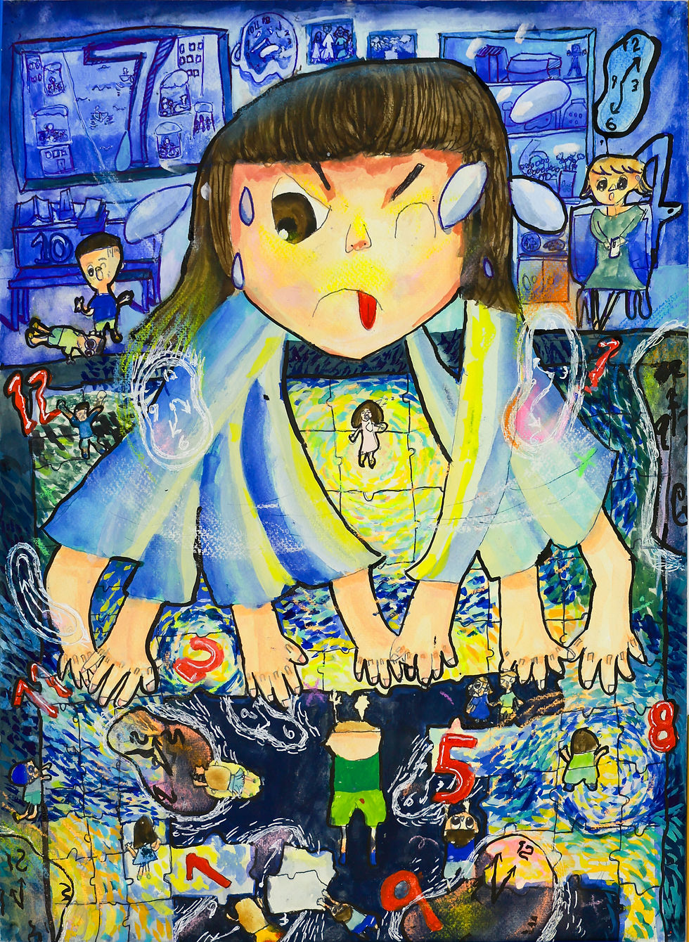 拼拼圖時,時光正在流逝,一不小心就來到半夜了_繪畫類佳作