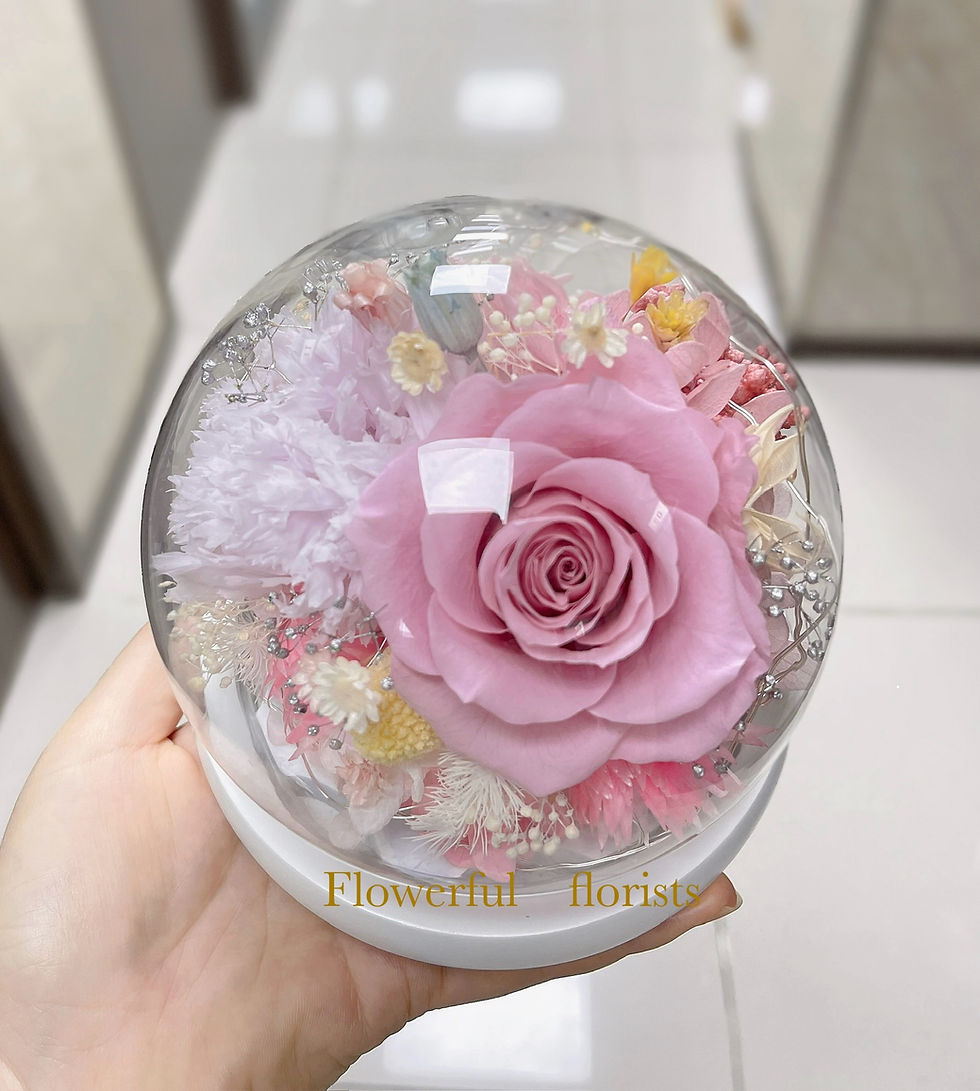 縮圖：WSG-4 發光粉紫玫瑰保鮮花星球