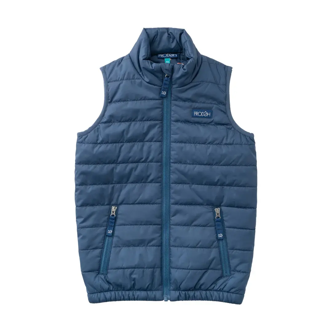 Prodoh Boys Blue Football Print Lined Puffer Vest