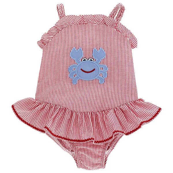 Bailey Boys | Baby Girls Crab One Piece Swimsuit w/ Ruffle
