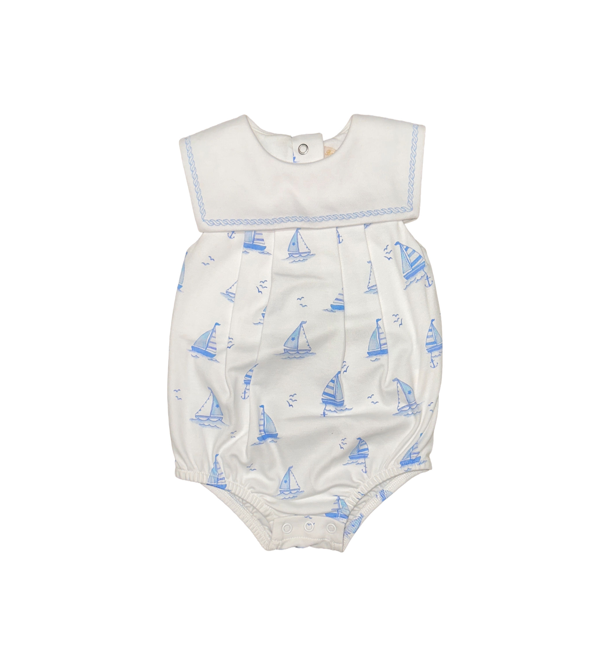 Baby Club Chic | Baby Boys Sailing Boats Light Blue Sailor Bib Bubble