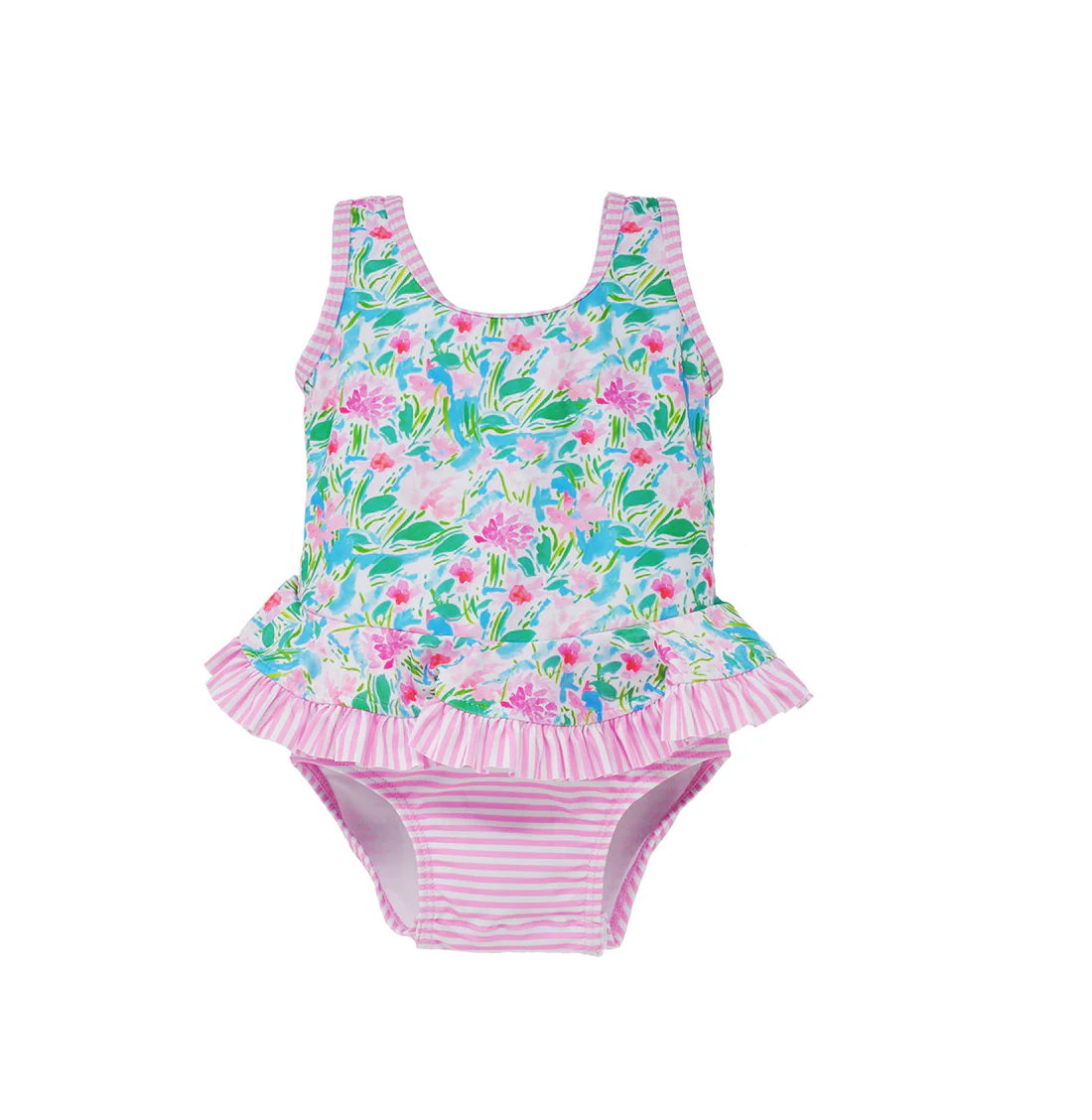 Flap Happy | Baby Girls UPF 50+ Lotus & Lilies Stella Infant Ruffle Swimsuit