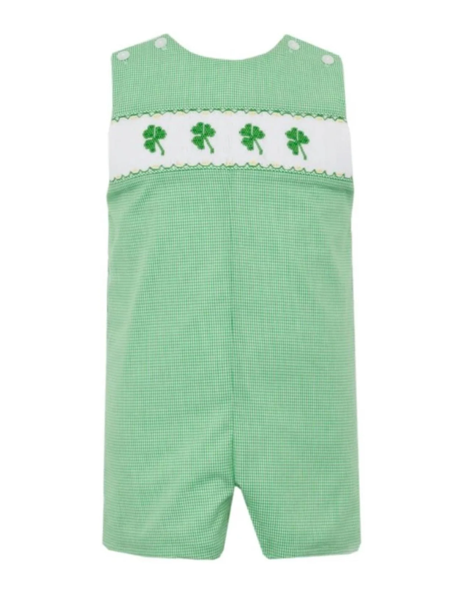 Petit Bebe Baby Boys Gingham Smocked Shamrock Jon Jon