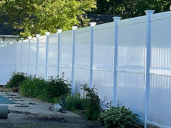 8 Foot Vinyl Privacy Fence with Mid Rail – Installation- Newburyport MA