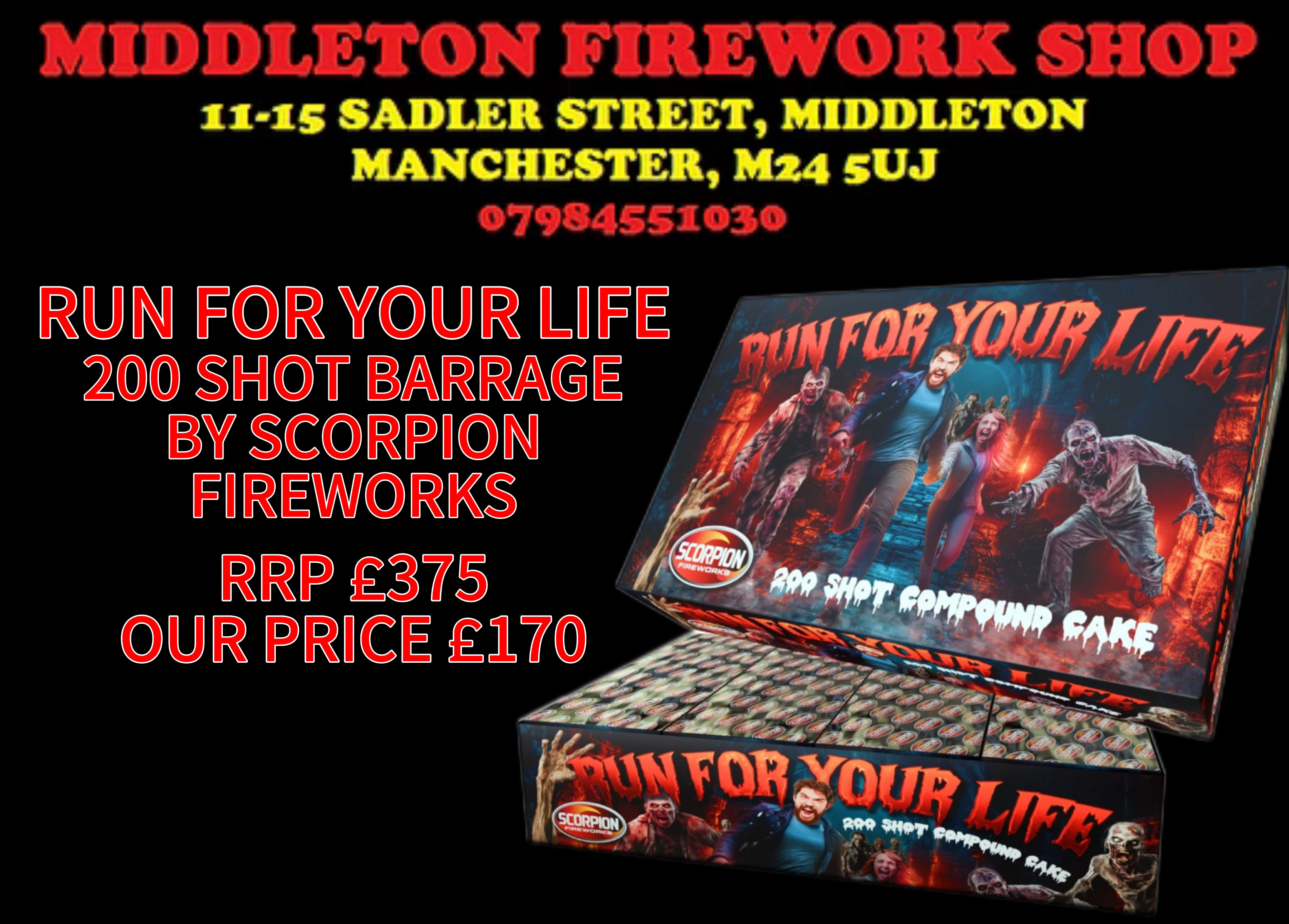 run for your life firework by scorpion fireworks 200 shot compound