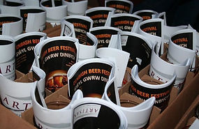 beer glasses with leaflets