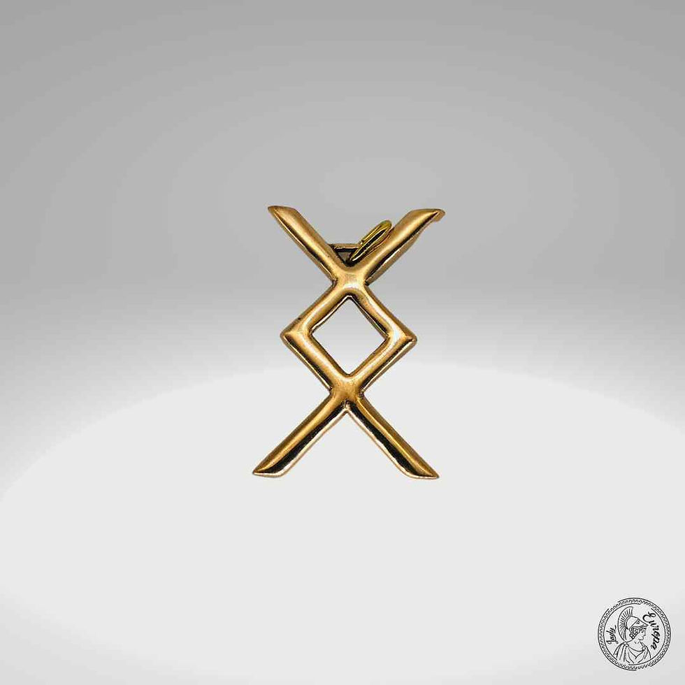 pendentif rune du futhark viking ingwaz en bronze massif