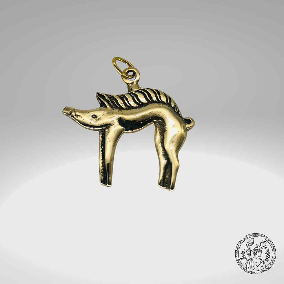 pendentif artisanal celtique en bronze représentant le sanglier twrchtrwyth