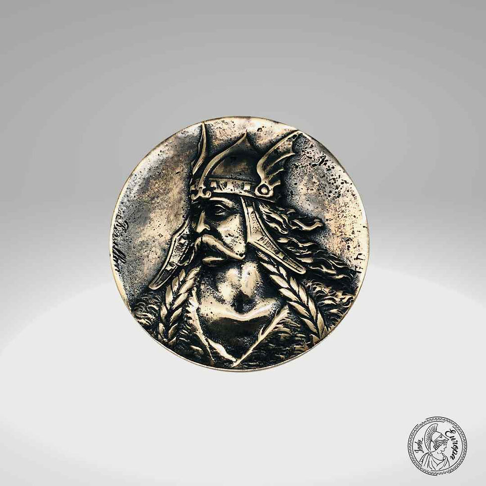 Miniature : Boucle de ceinture artisanale en bronze massif représentant le chef gaulois Vercingetorix.