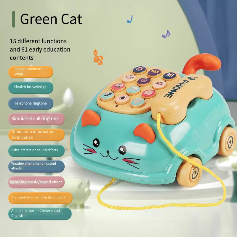 Thumbnail: Montessori Cat Pretend Play Phone & Push Toy