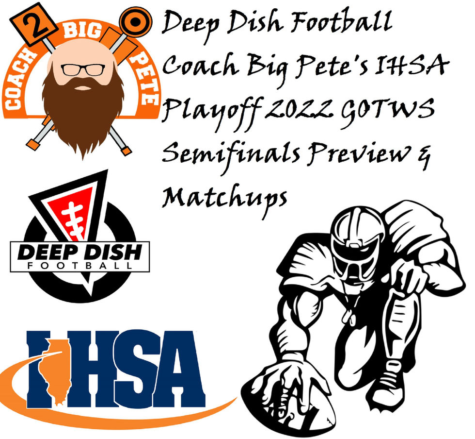 Deep Dish Football Coach Big Pete's IHSA Playoff 2022 GOTWS Semifinals Preview & Matchups