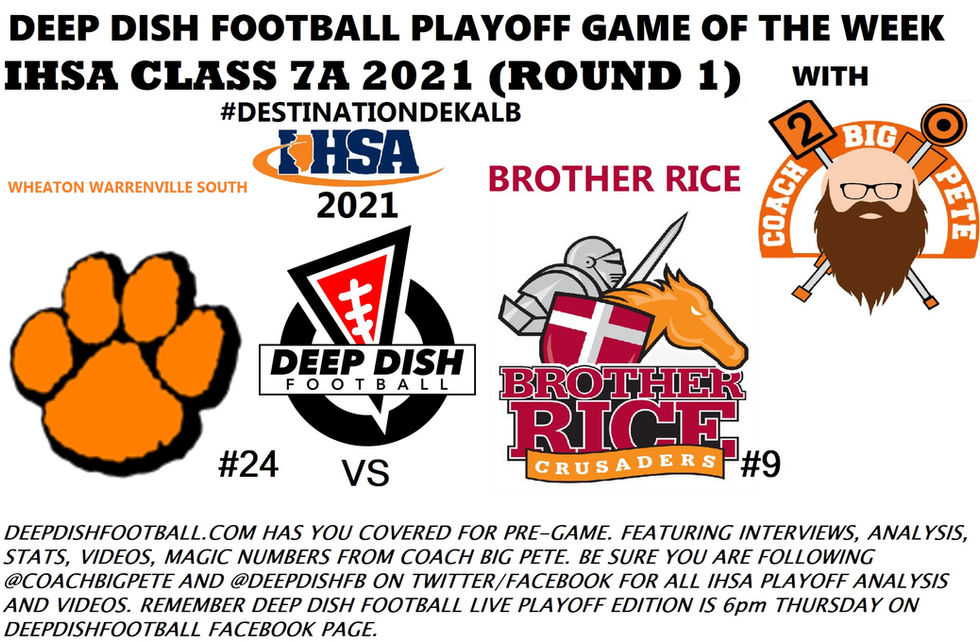 Deep Dish Football Playoff Game Of The Week WWS vs Brother Rice Class 7A Round 1 Opening Remarks 21'
