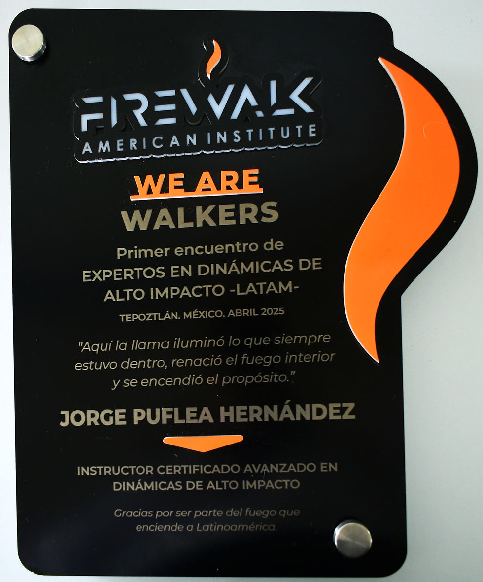 Firewalk American Institute placa: We are walkers, Jorge Puflea Hernández. Dinámicas de alto impacto.