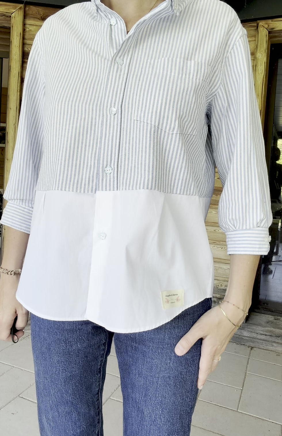 Miniature : 🌼Chemise à rayures bleu et blanche - Création unique 