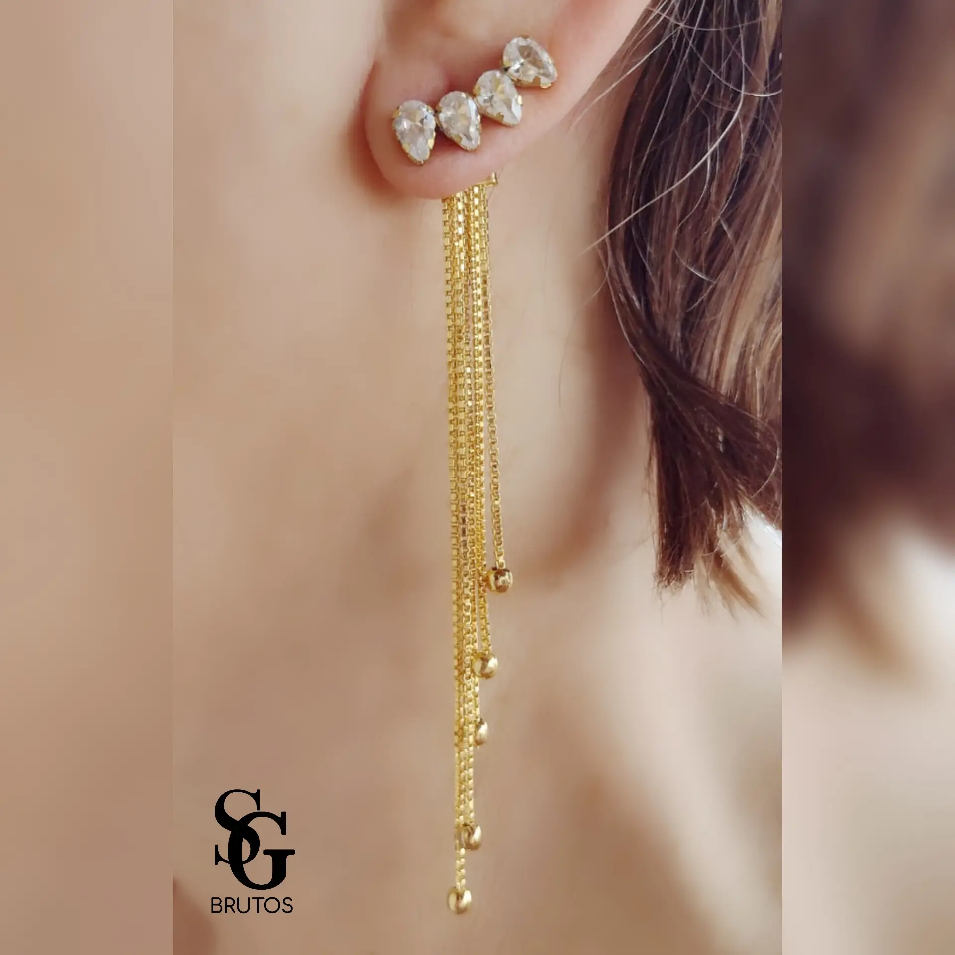 Combinação Brinco Zircônia + Franja - BDFR01