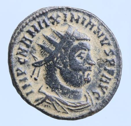 Moeda Romana Maximian Æ Post-Reform Radiate. Cyzicus, AD 295-299