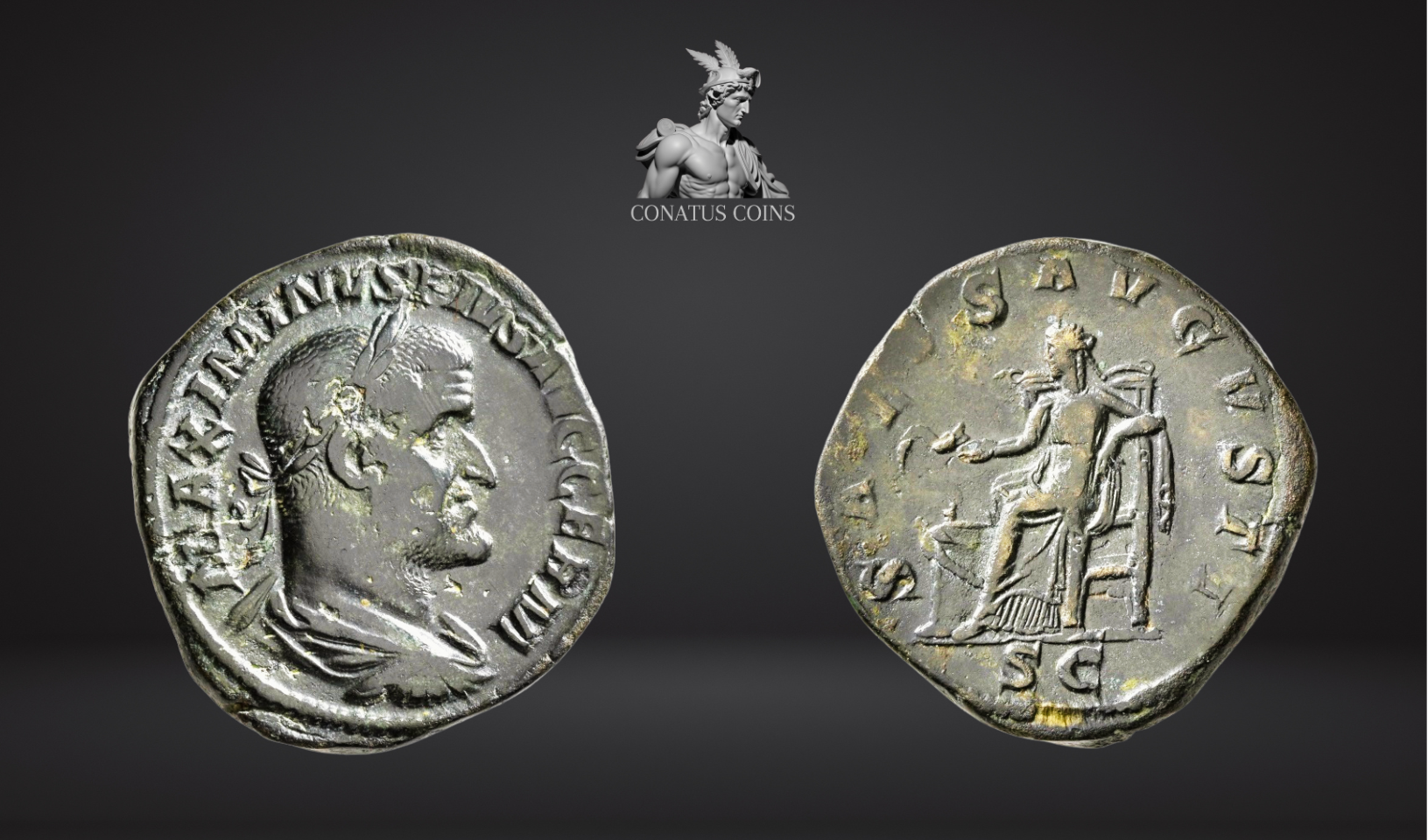 Moeda Romana Sestertius de Maximinus I Thrax (235-238 dC).