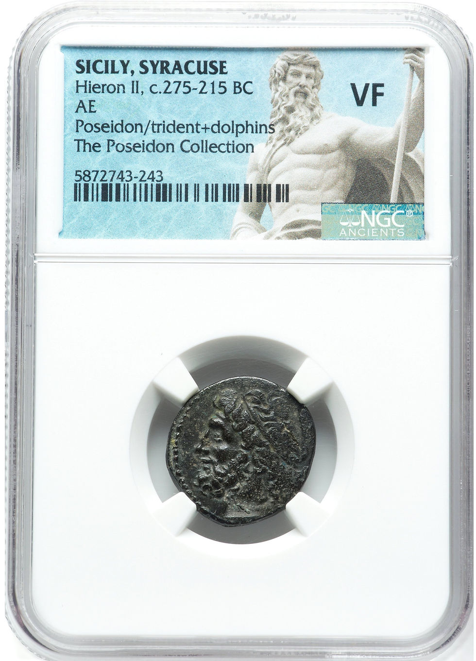 Miniatura: Moeda Grega de Siracusa com Poseidon. Hieron II (ca. 275-215 aC) Pose