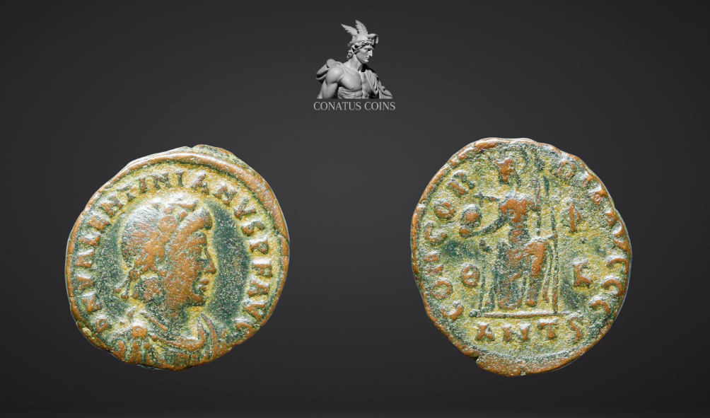Moeda Romana Nummus de Valentinian II (379-383 d.C.)