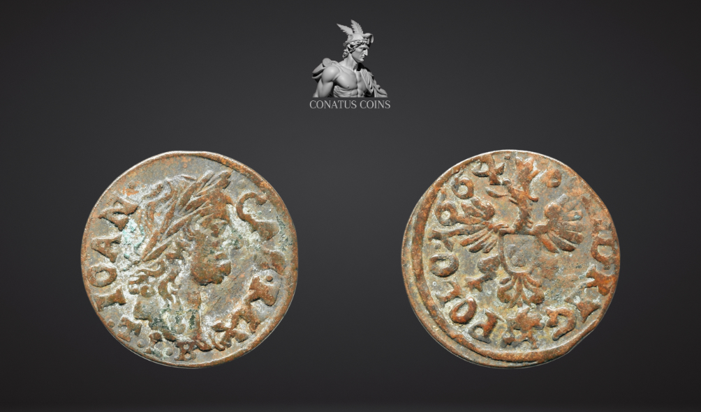 Moeda Ae Solidus da Polônia, John II Casimir Vasa (1649-1668)