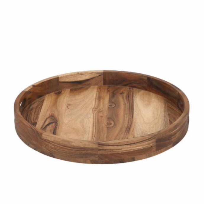Large Round Acacia Wood Serving Tray