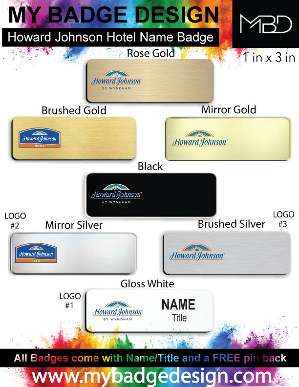 Howard Johnson 1 in x 3 in Name Badge