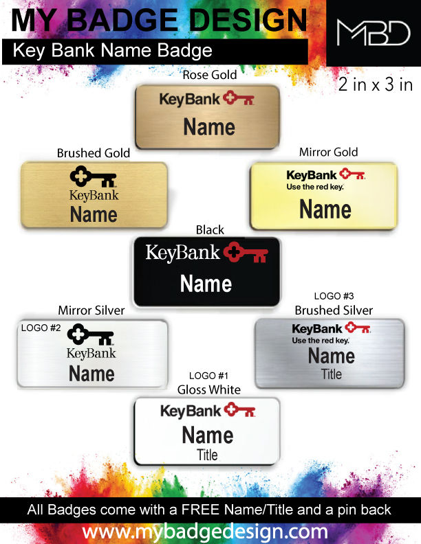 Thumbnail: Key Bank 2 in x 3 in Name Badge