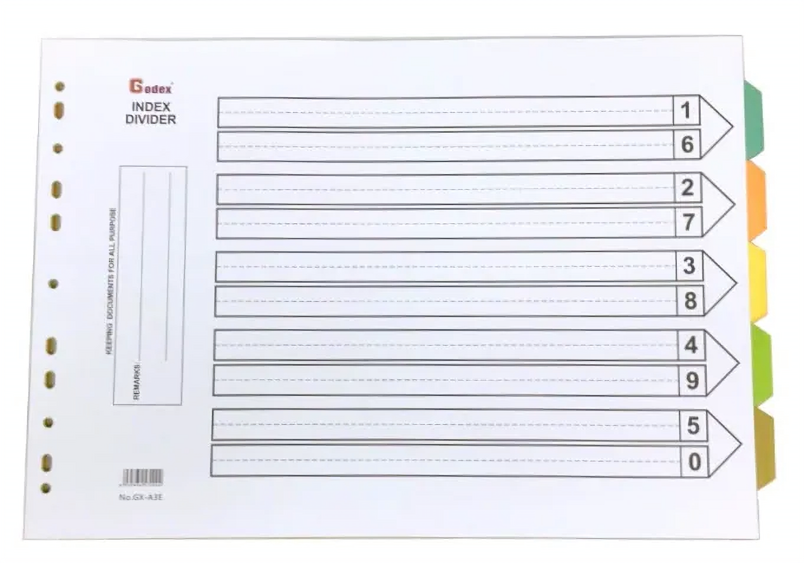 Godex 紙質文件索引, A3, 5色 (橫開)