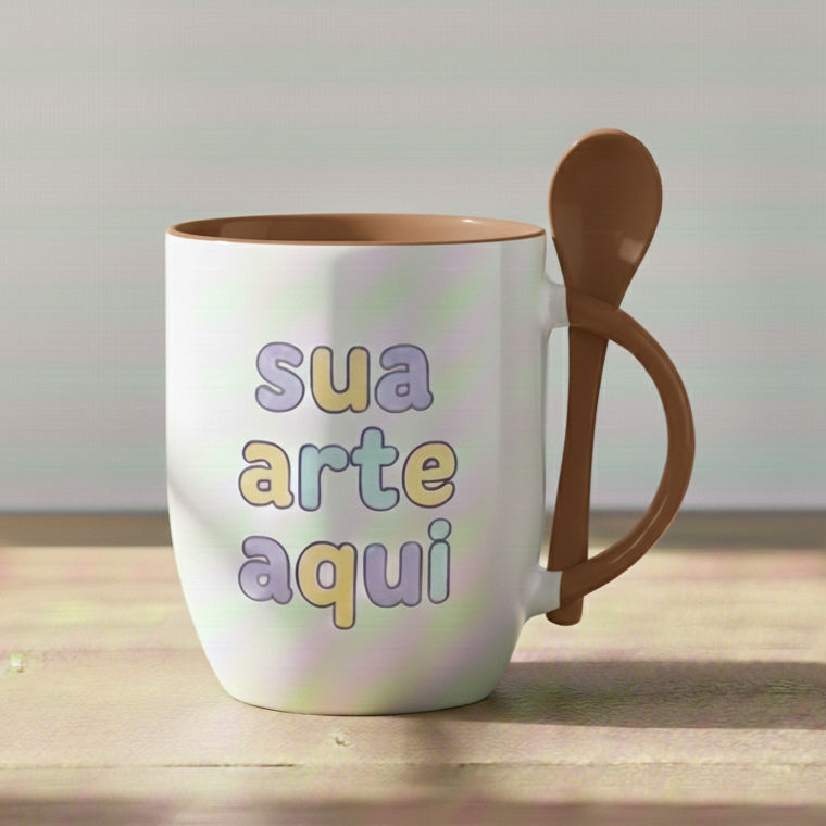 Miniatura: Caneca de Cerâmica com colher