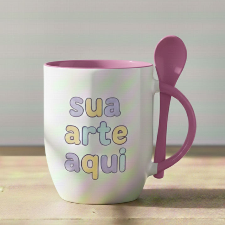 Miniatura: Caneca de Cerâmica com colher